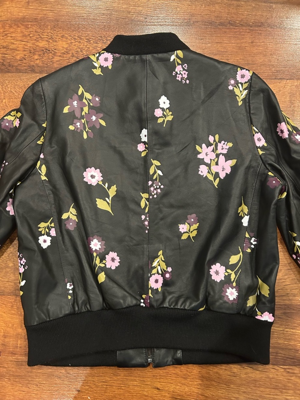 Kate Spade In Bloom Leather Bomber Jacket Lamb Leather Black Women’s Medium - Picture 7 of 8